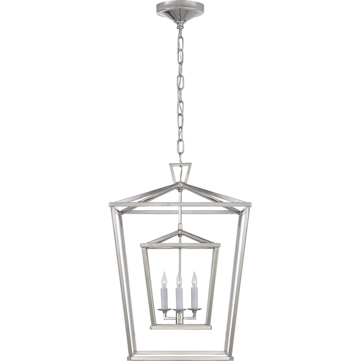 Chapman & Myers Darlana 3 Light 17 inch Polished Nickel Double Cage Lantern Pendant Ceiling Light, Medium