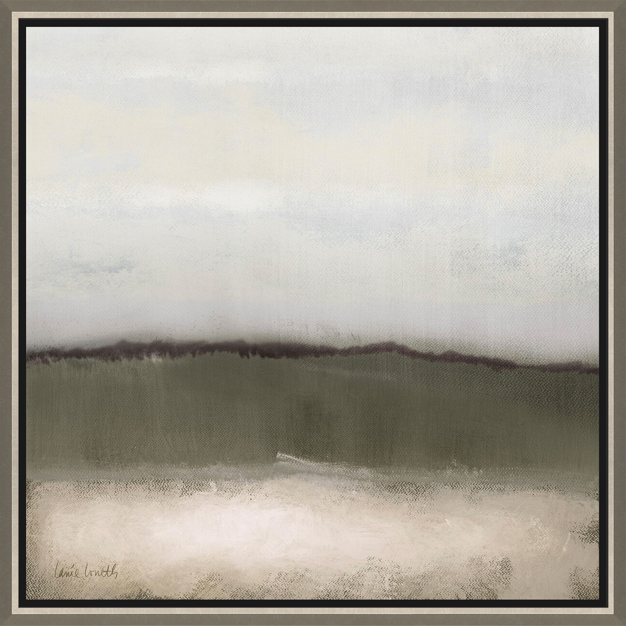 Clouds on Olive Green and Beige and Brown and Multi Canvas