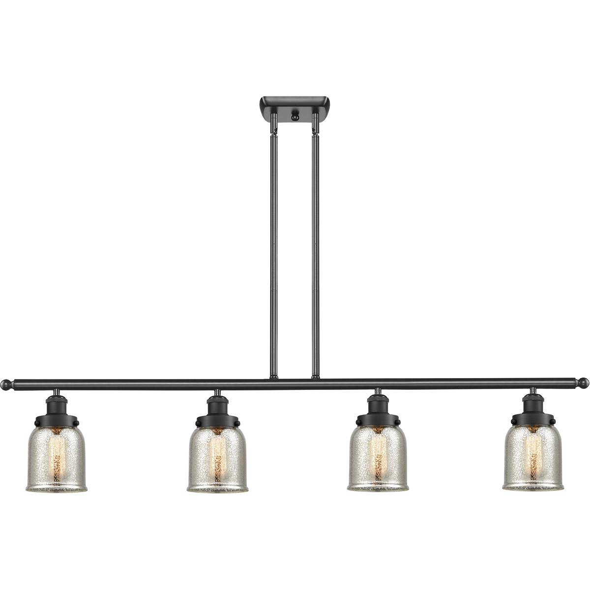 Small Bell 4 Light 48 inch Matte Black Island Light Ceiling Light, Ballston