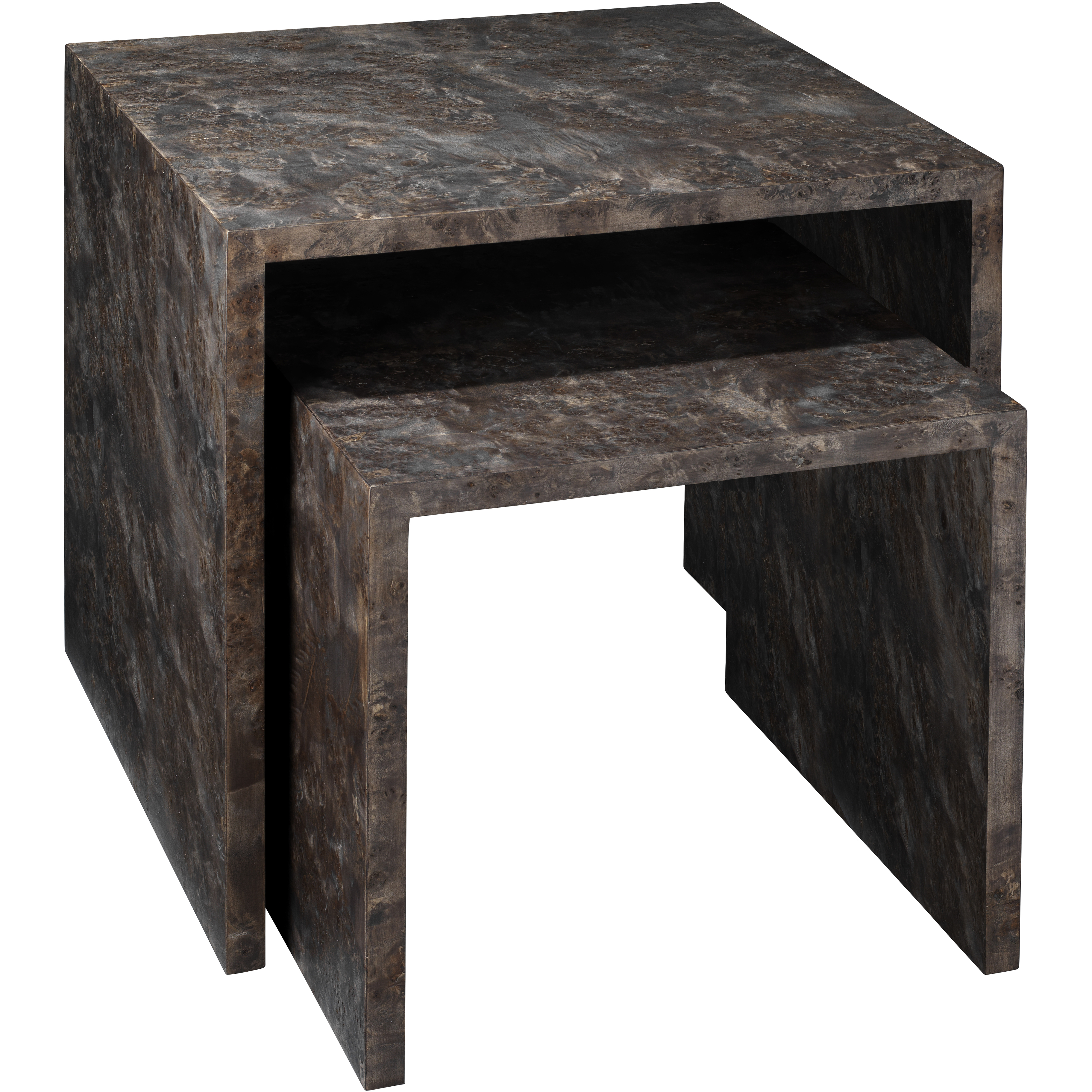 Bedford 22 X 21.5 inch Charcoal Burl Wood Nesting Tables, Set of 2