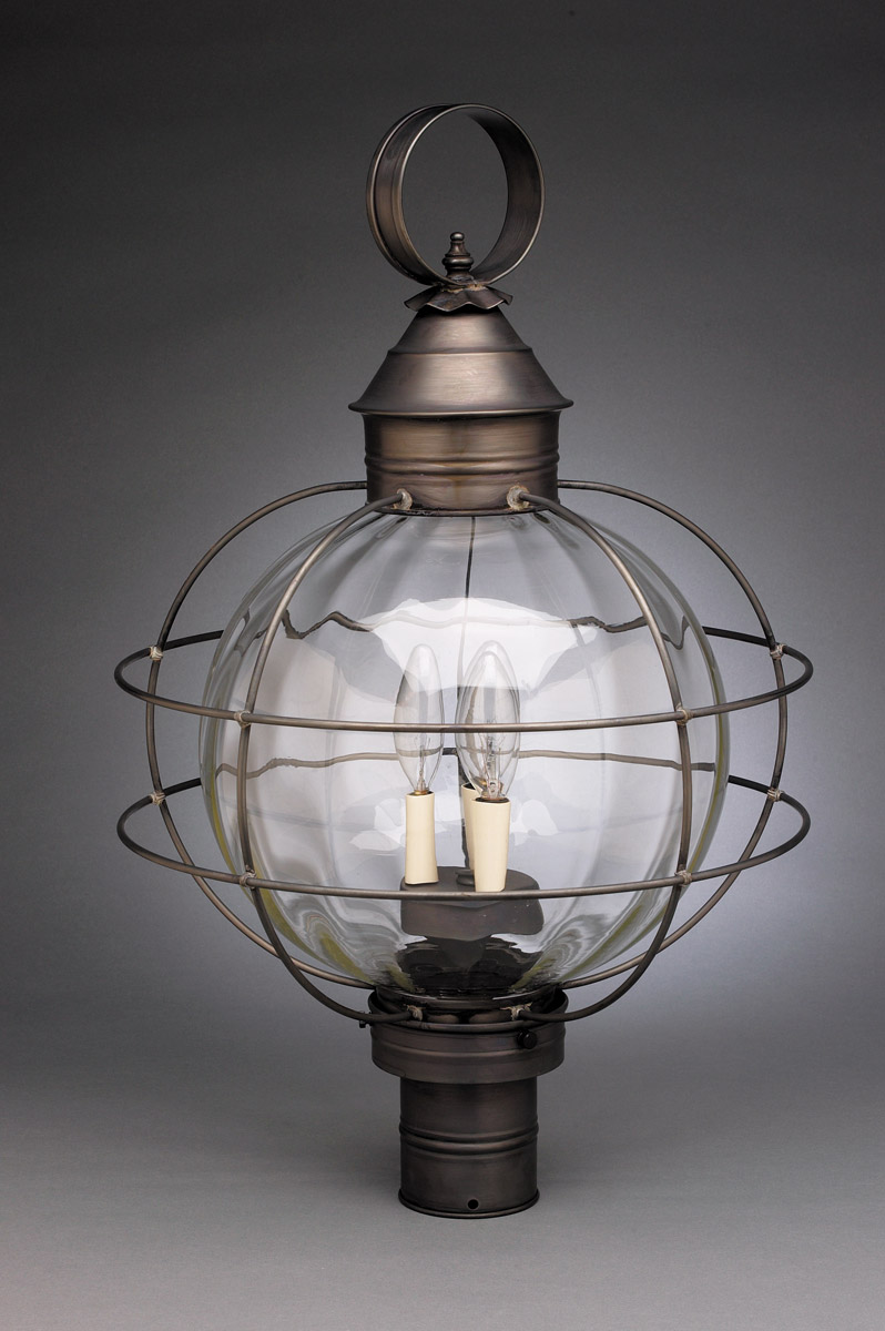 Round Onion 1 Light 25 inch Antique Copper Post Lamp in Optic Glass, One 75W Medium