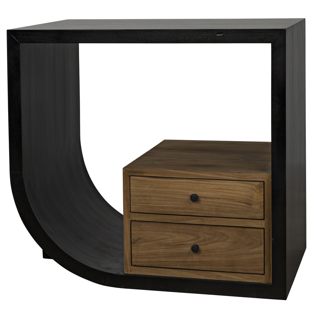 Burton 30 X 28 inch Hand Rubbed Black Side Table, Left
