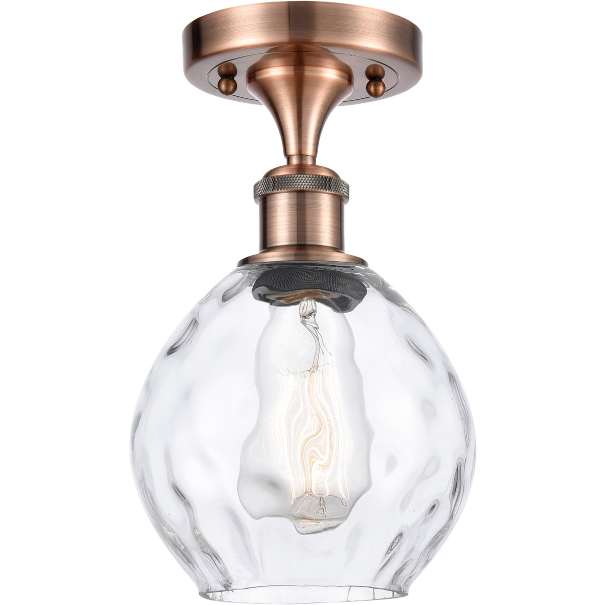 Ballston Small Waverly 1 Light 6 inch Antique Copper Semi-Flush Mount Ceiling Light, Ballston