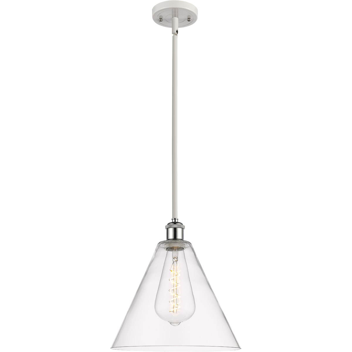 Ballston Cone LED 12 inch White and Polished Chrome Mini Pendant Ceiling Light in Clear Glass