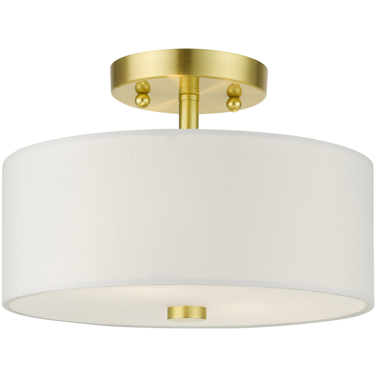 Meridian 2 Light 11 inch Satin Brass Semi Flush Ceiling Light 