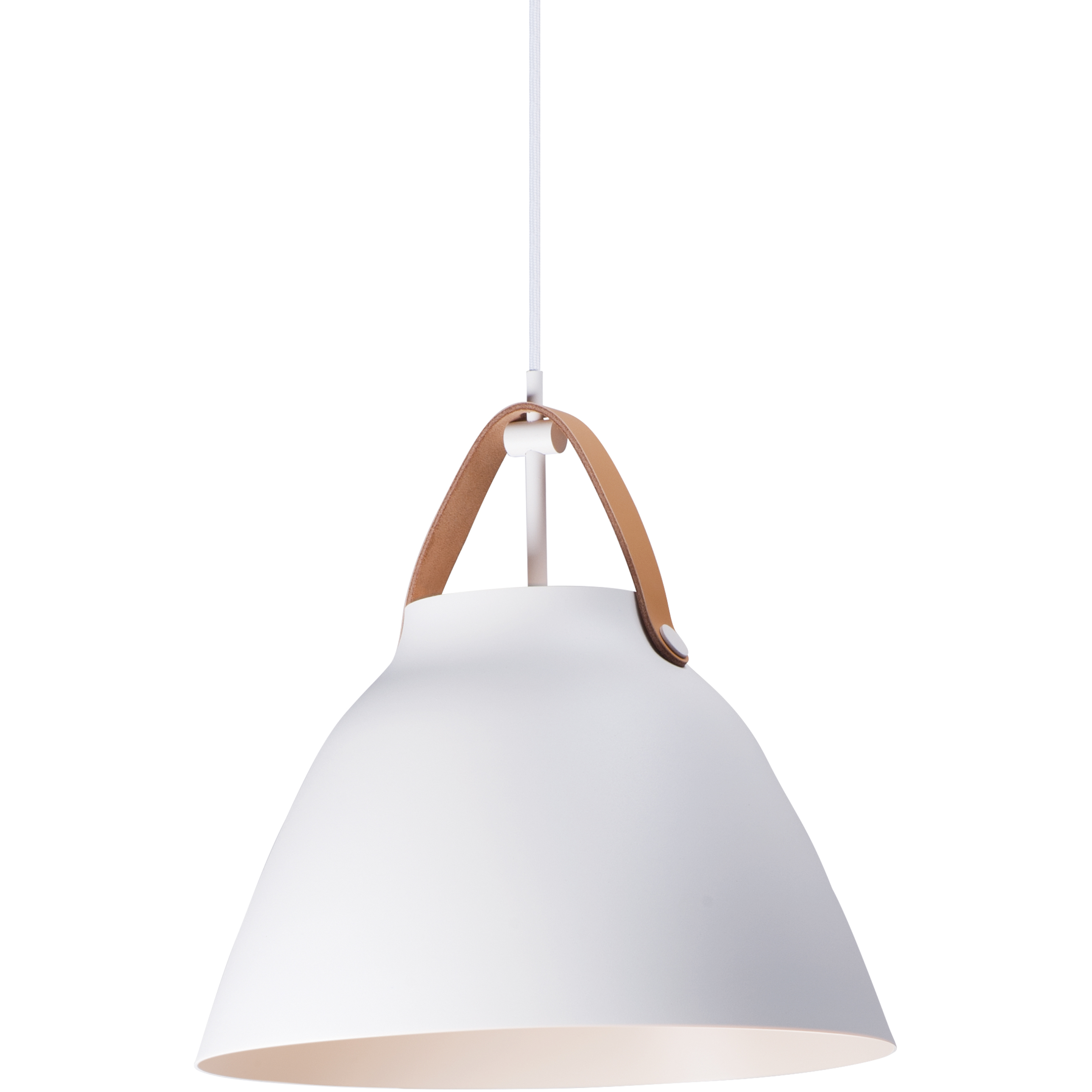Nordic 1 Light 14.25 inch Tan Leather and White Single Pendant Ceiling Light