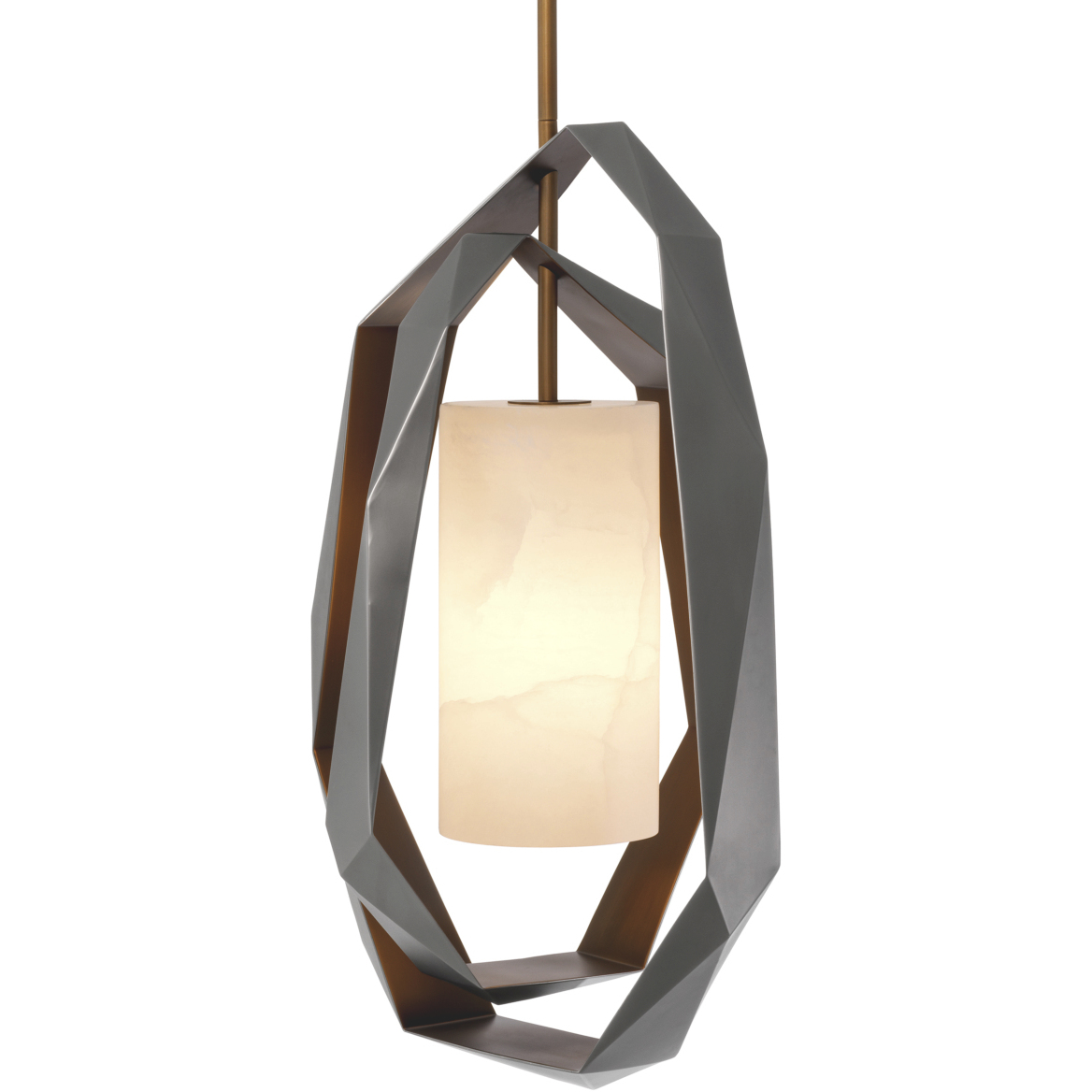 Santos 1 Light 16.54 inch Gunmetal and Antique Brass and Alabaster Chandelier Ceiling Light