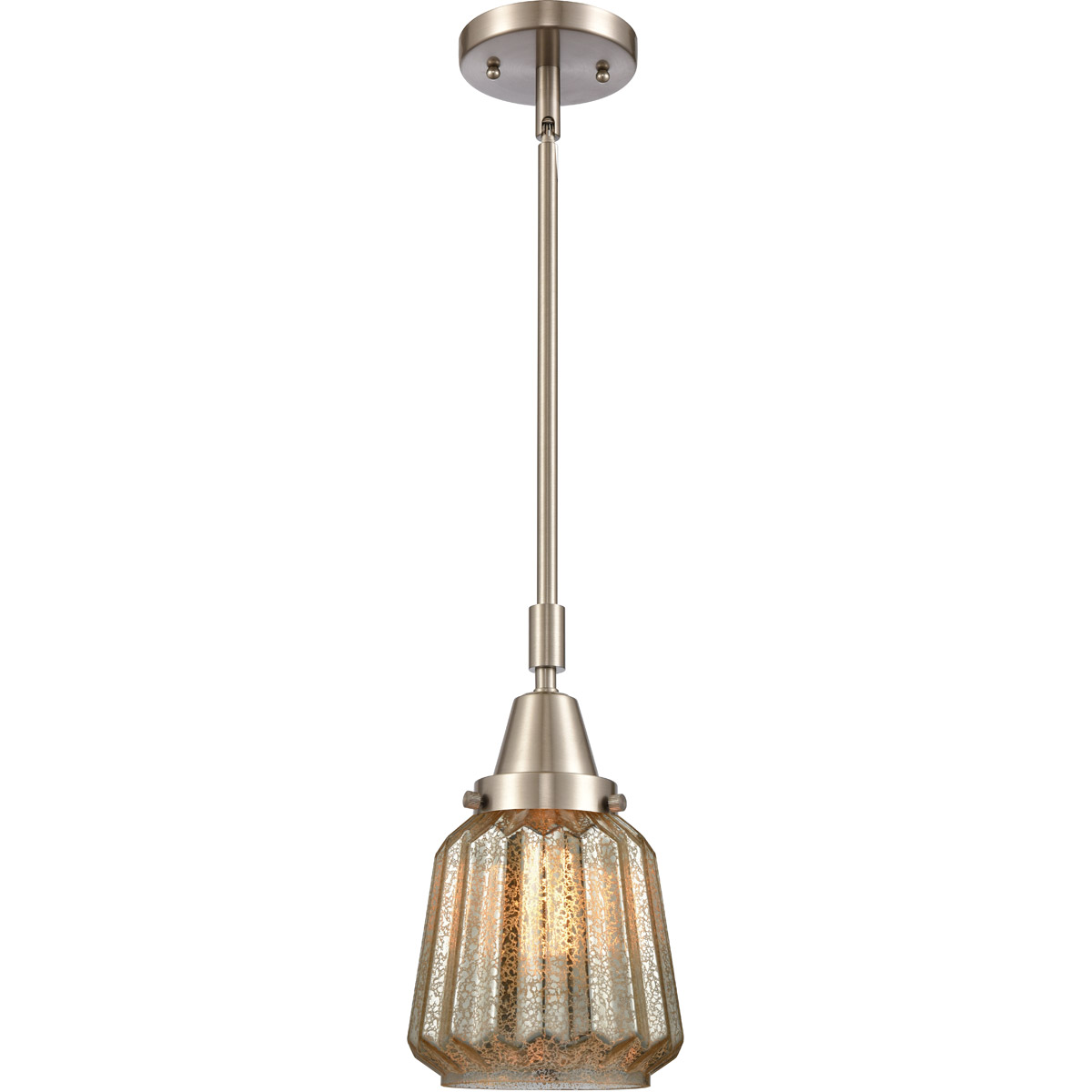 Franklin Restoration Chatham LED 6 inch Brushed Satin Nickel Mini Pendant Ceiling Light in Mercury Glass