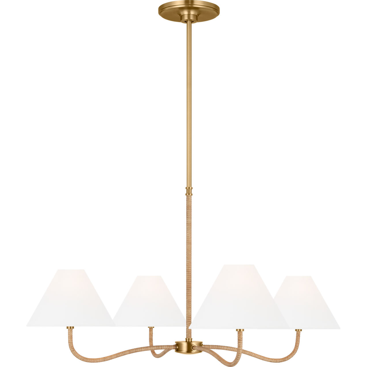 C&M by Chapman & Myers Laguna 4 Light 35 inch Burnished Brass Chandelier Ceiling Light