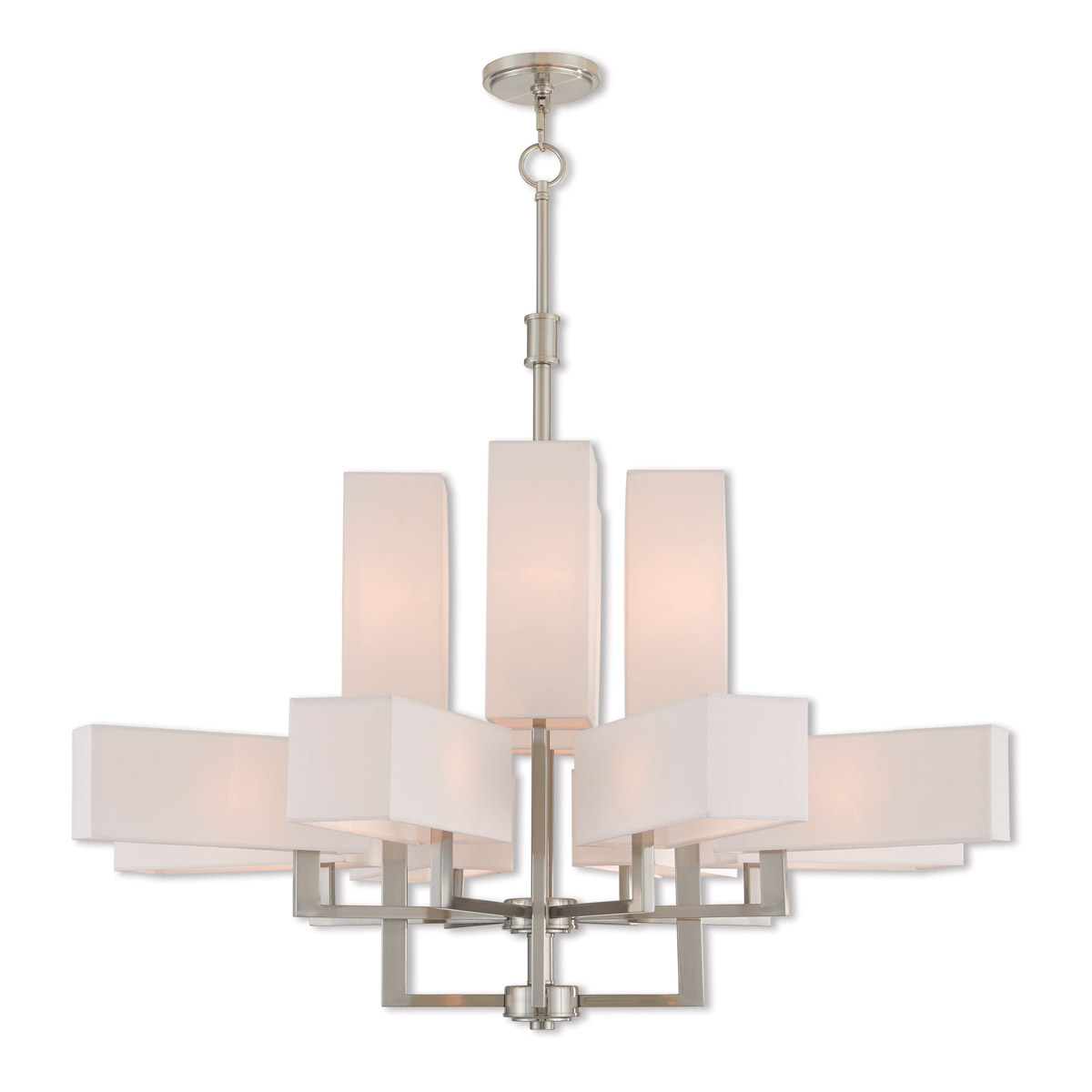 【楽天スーパーセール】 Livex 42679-91 Rubix 12 Light 44 inch Brushed Nickel Foyer トップス