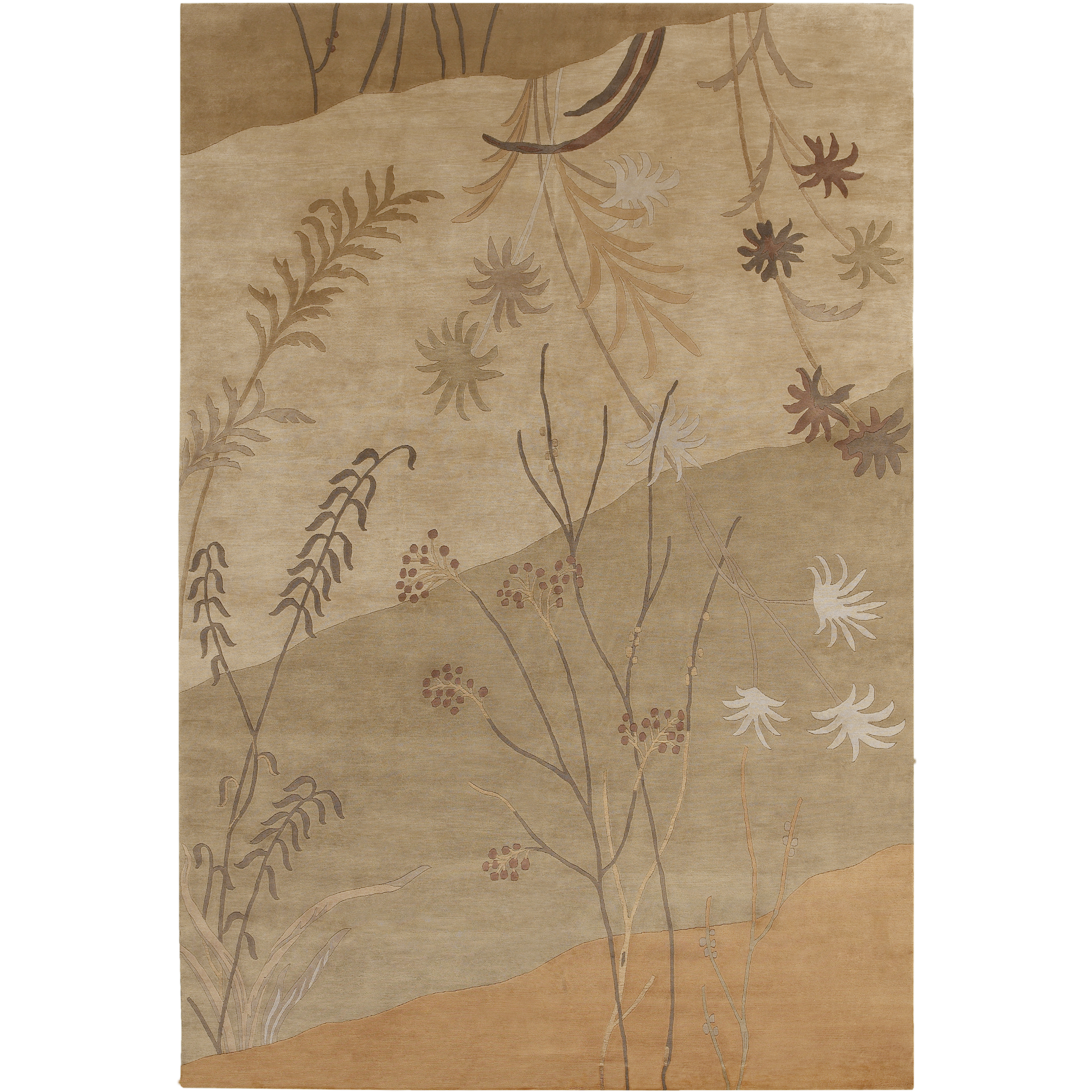Mugal 156 X 108 inch Tan, Camel, Dark Brown Rug