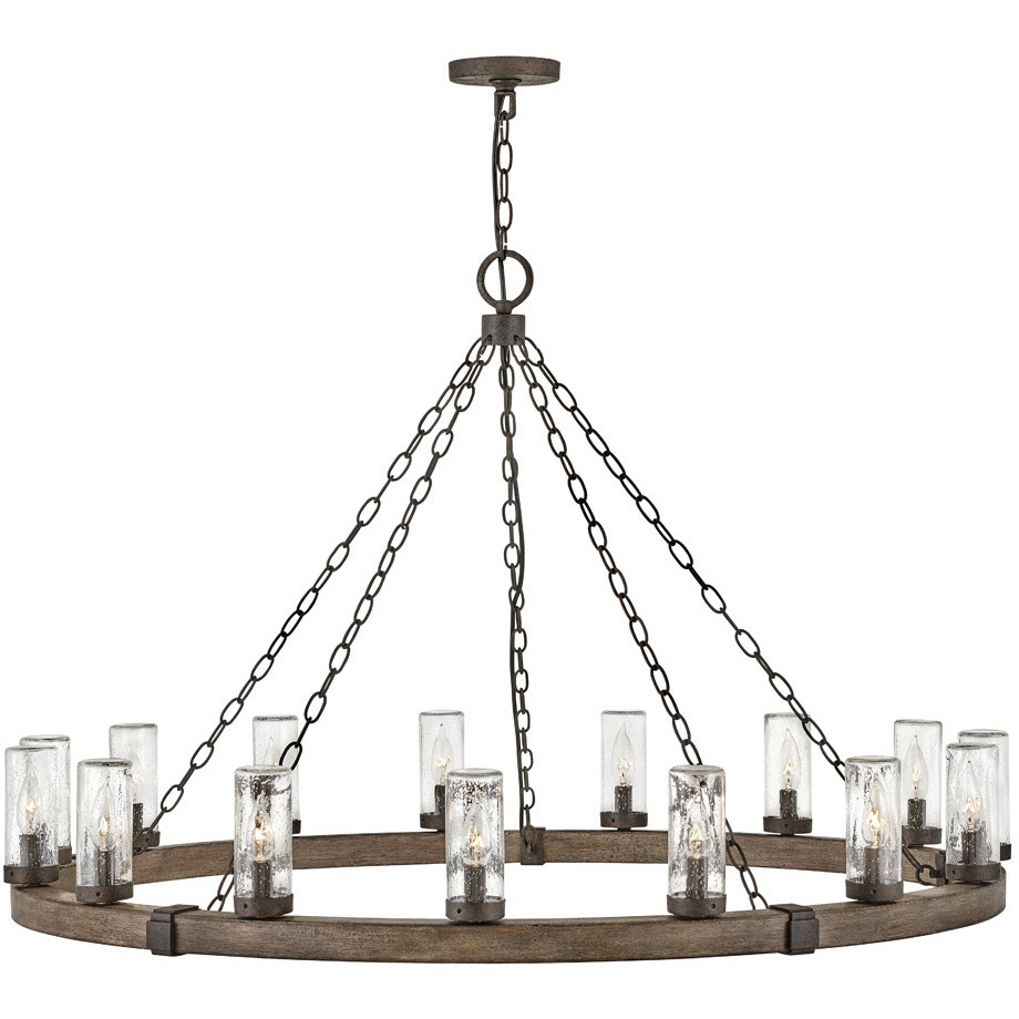 Open Air Sawyer 15 Light 46 inch Sequoia with Iron Rust Outdoor Hanging in Non-LED