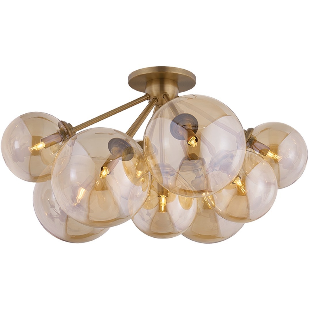 Santee 9 Light 27.75 inch Patina Brass Semi Flush Ceiling Light