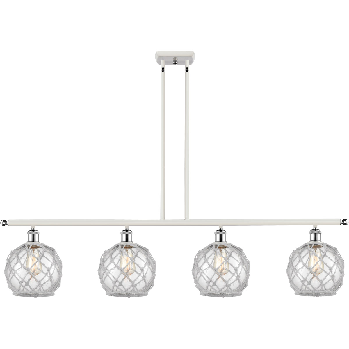 Ballston Farmhouse Rope LED 48 inch White and Polished Chrome Island Light Ceiling Light in Clear Glass with White Rope, Ballston