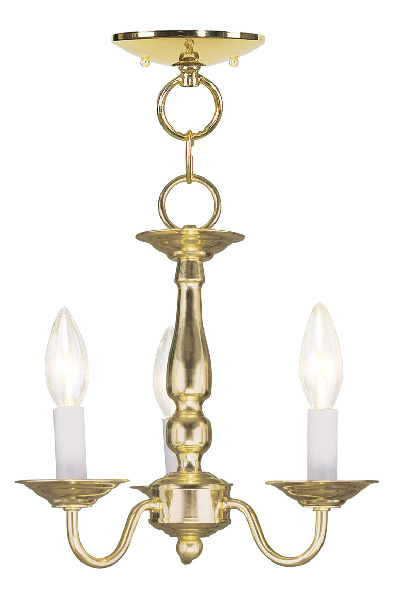 Williamsburgh 3 Light 11 inch Polished Brass Convertible Mini Chandelier/Ceiling Mount Ceiling Light