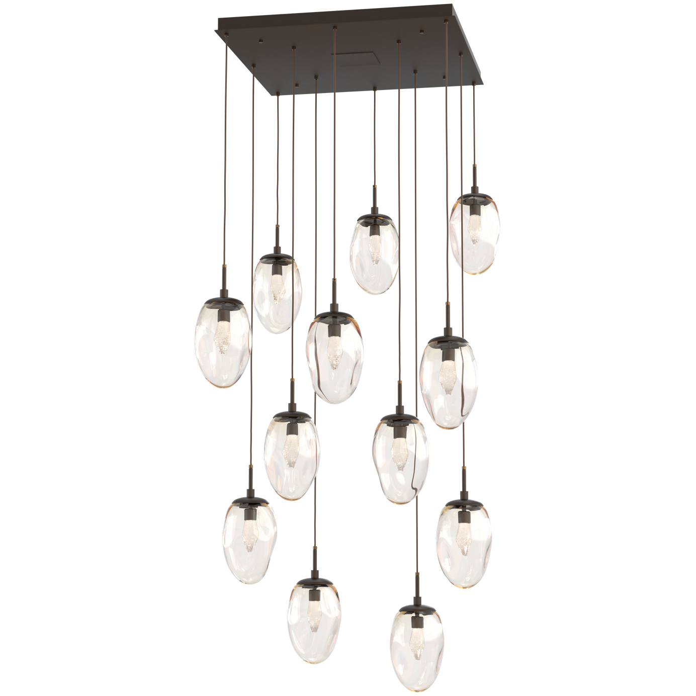 Meteo LED LED Flat Bronze Chandelier Ceiling Light, Square Multi-Port