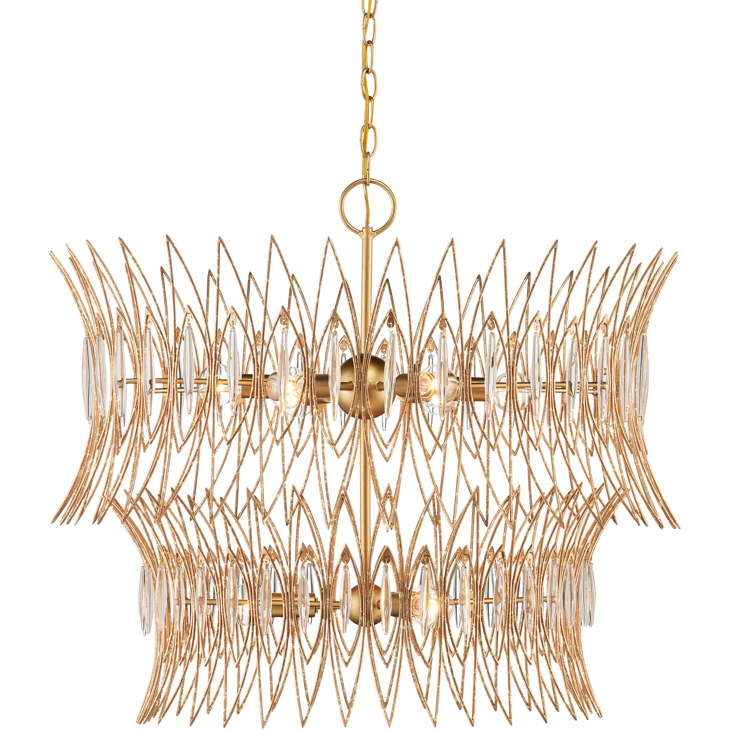 Marquise 9 Light 30 inch Luxor Gold Chandelier Ceiling Light, Medium