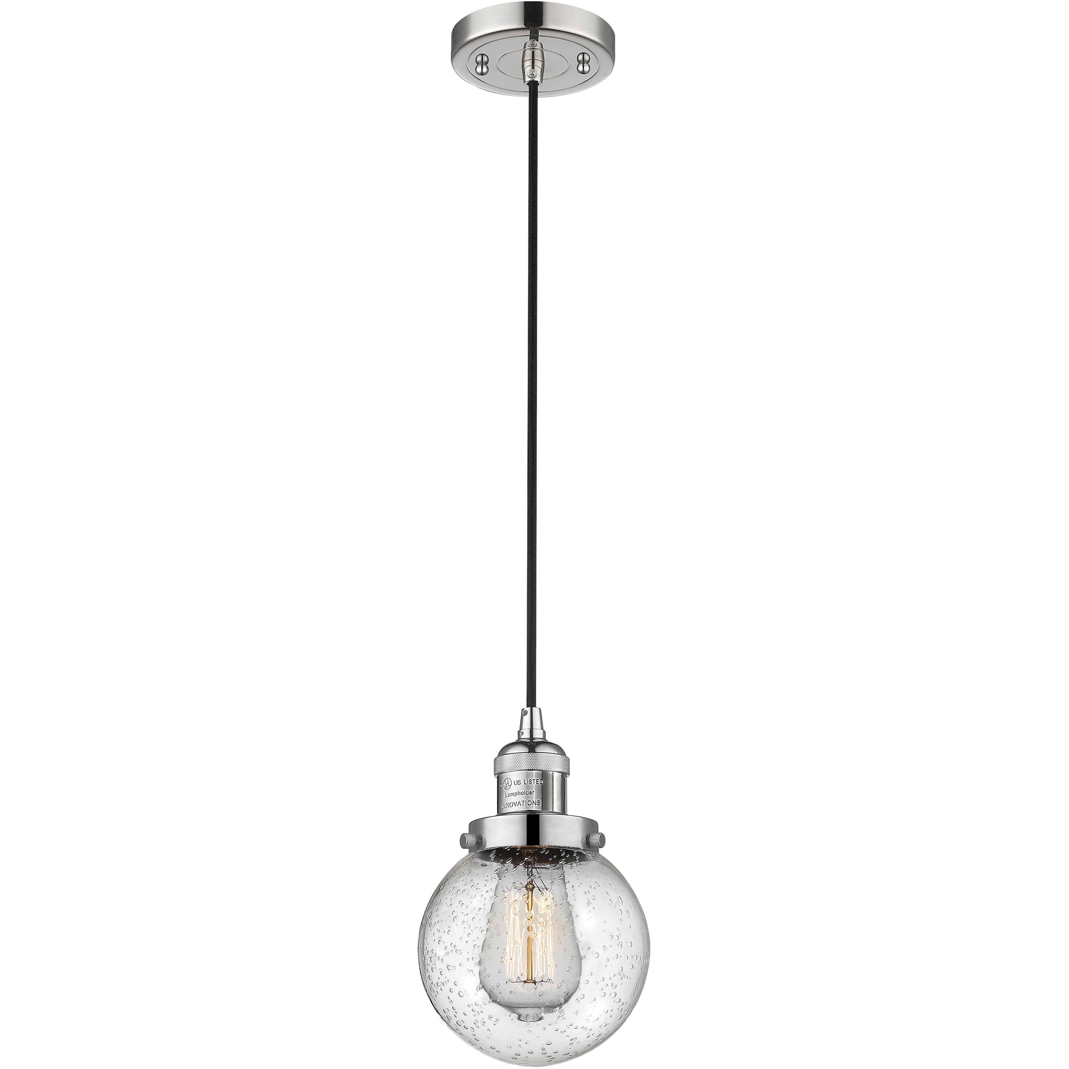 Franklin Restoration Beacon 1 Light 6 inch Polished Nickel Mini Pendant Ceiling Light in Incandescent, Seedy, Franklin Restoration