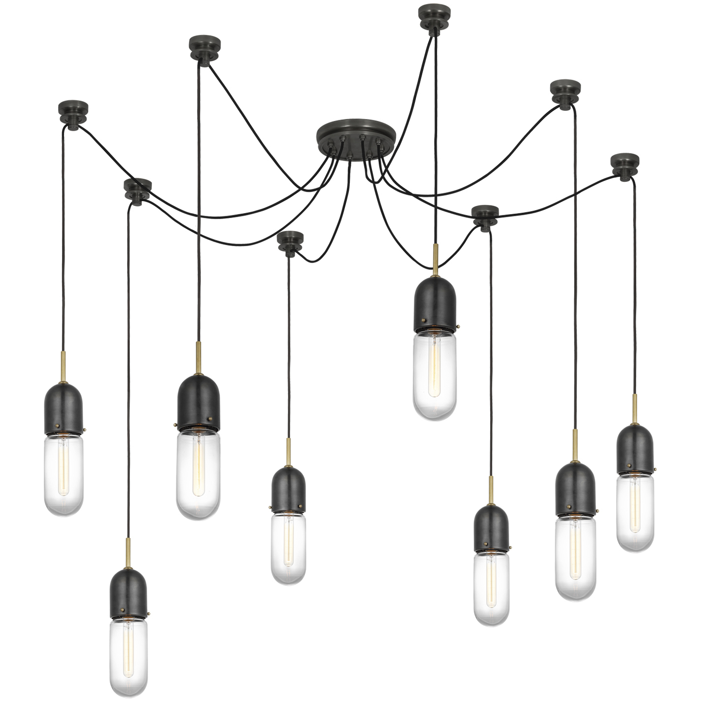 Thomas O'Brien Junio LED 9.5 inch Bronze and Brass Pendant Ceiling Light in Clear Glass, Bronze and Hand-Rubbed Antique Brass