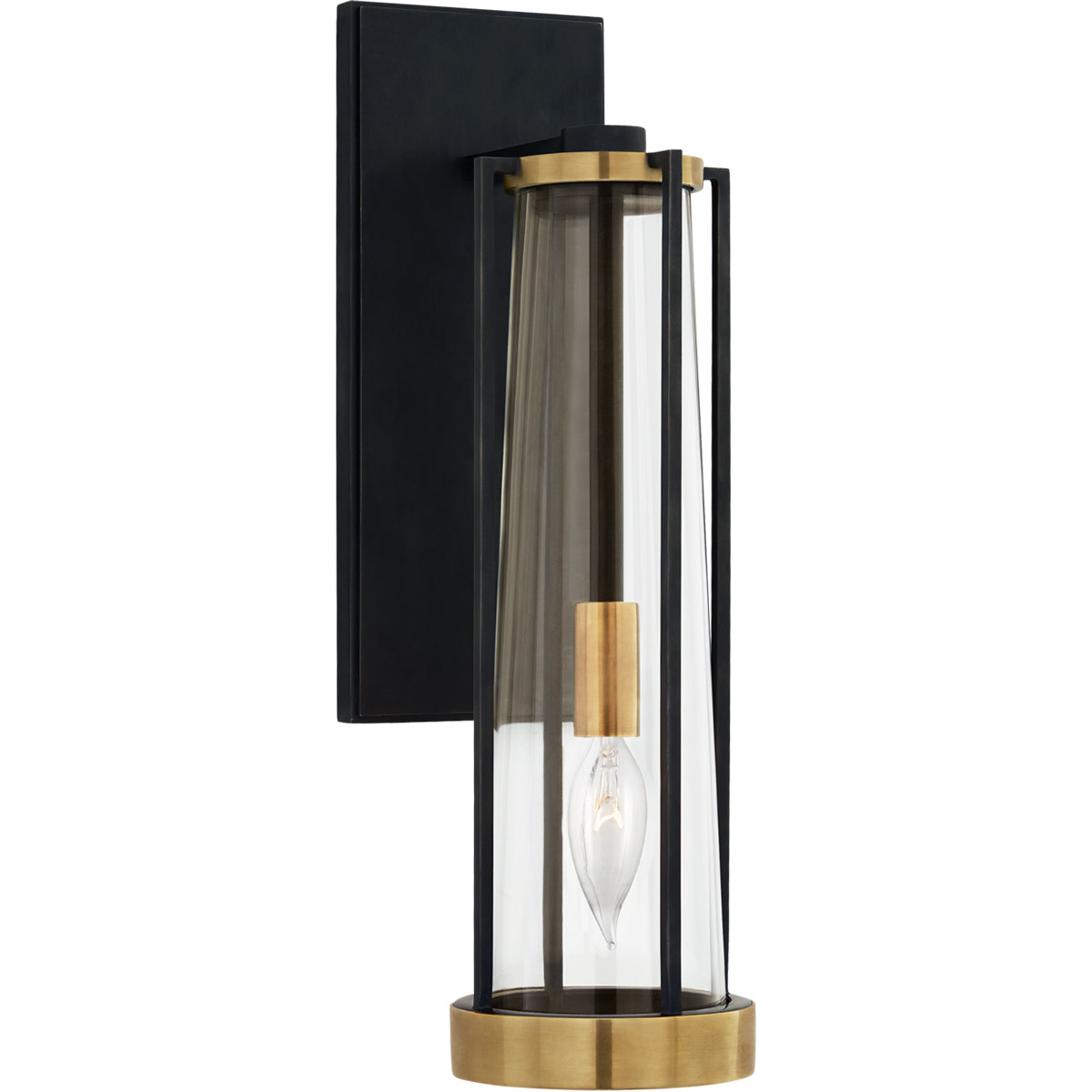 Thomas O'Brien Calix 1 Light 4.5 inch Bronze and Brass Bracketed Bath Sconce Wall Light in Clear Glass, Bronze and Hand-Rubbed Antique Brass