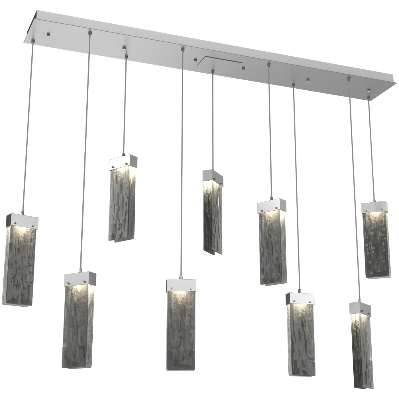 Parallel LED Classic Silver Linear Pendant Ceiling Light in 3000K LED, Smoke Granite, Multi-Port