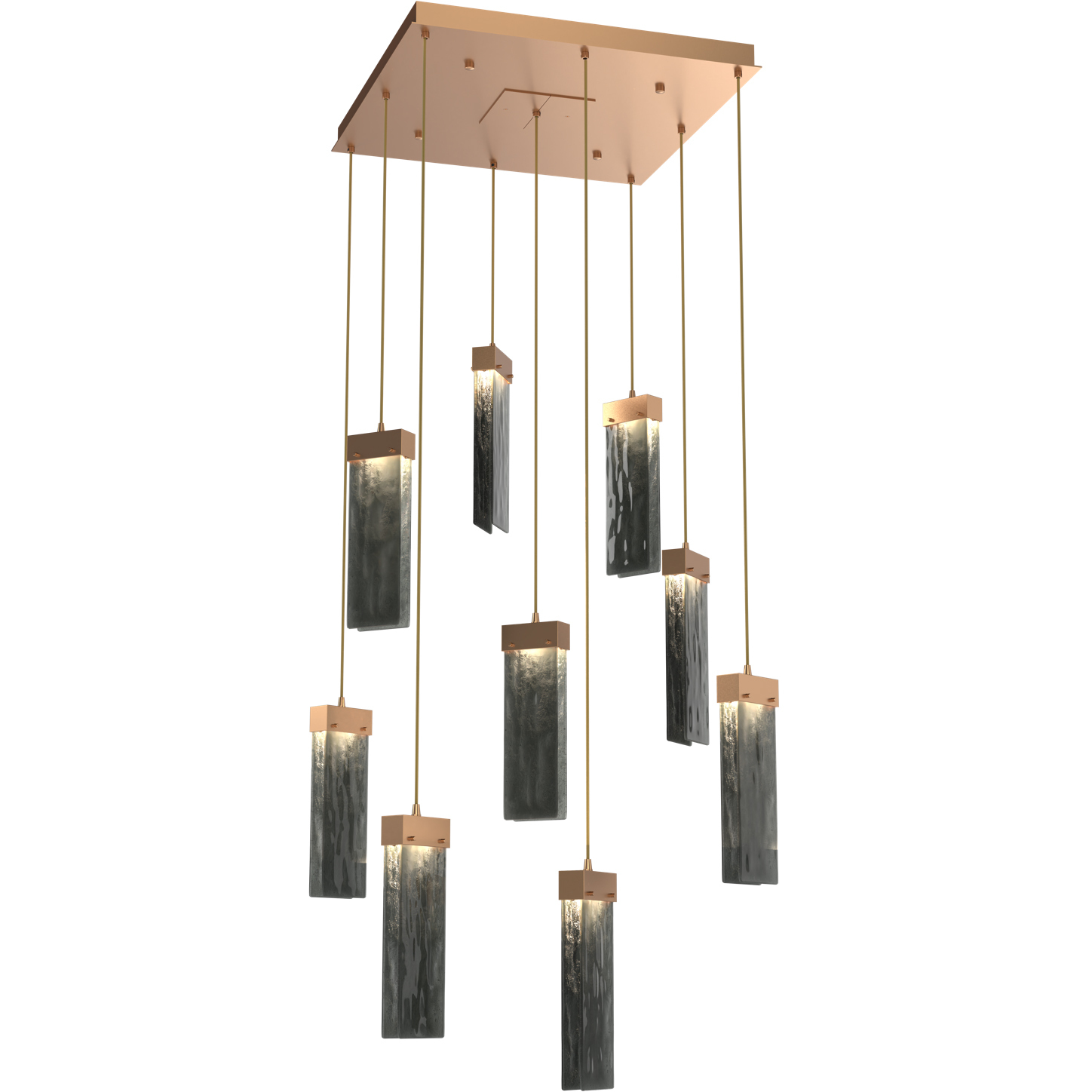 Parallel LED 26 inch Novel Brass Chandelier Ceiling Light in 3000K LED, Smoke Granite, Square Multi-Port