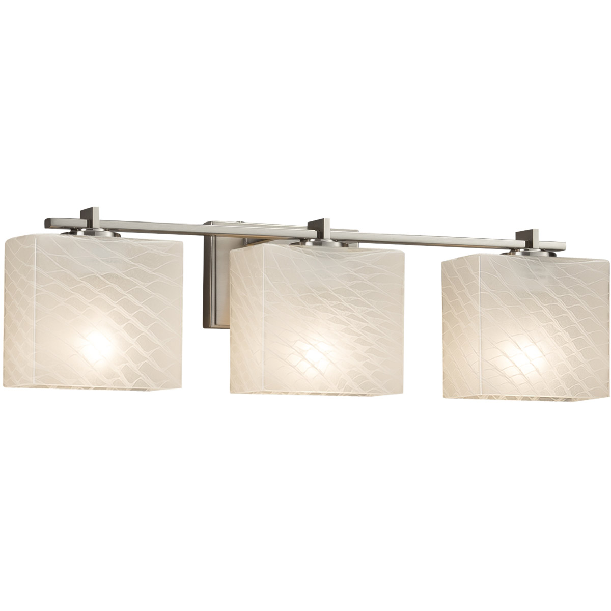 Fusion 3 Light 25.75 inch Brushed Nickel Vanity Light Wall Light in Rectangle, Incandescent, Weave Fusion