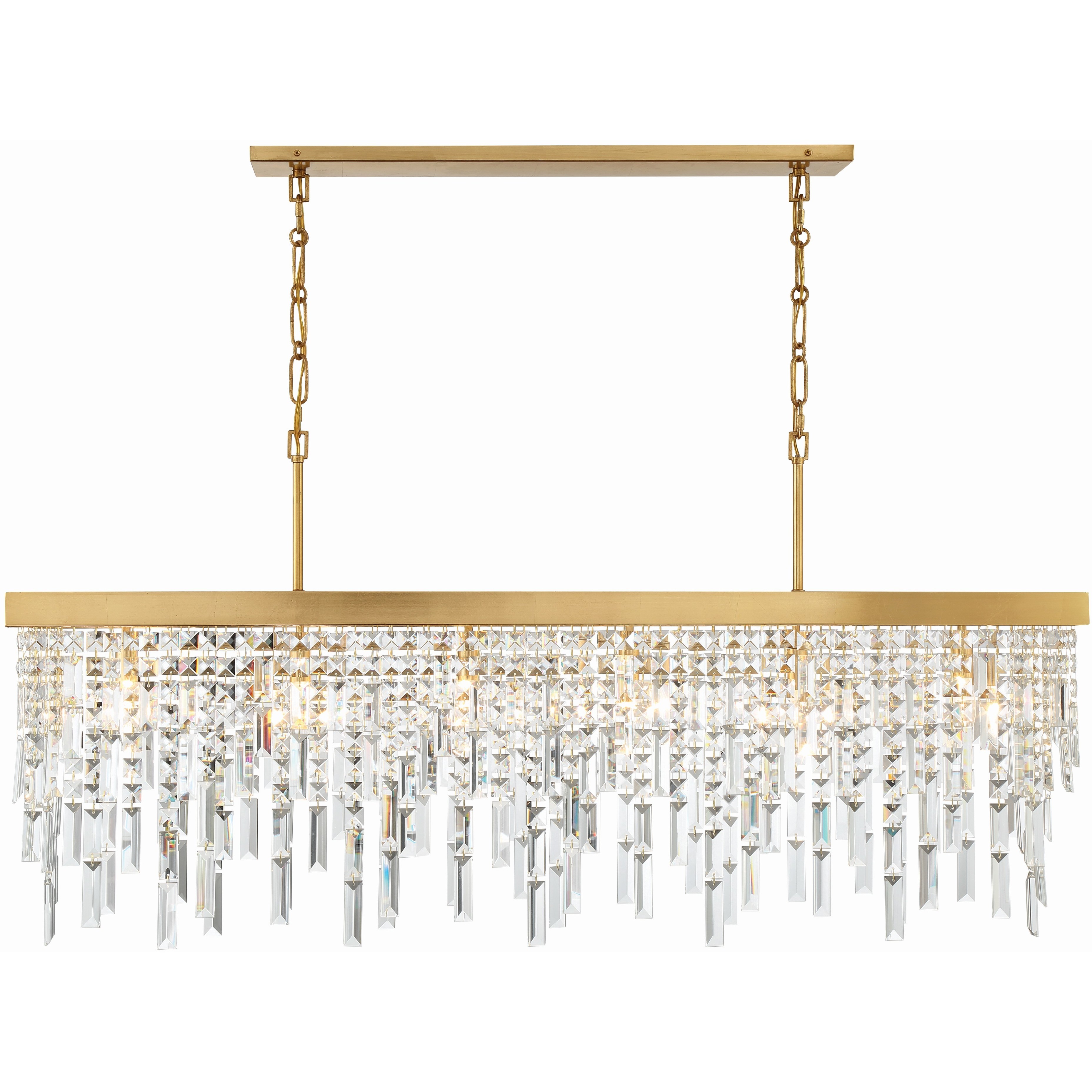 Winfield 6 Light 49 inch Antique Gold Linear Chandelier Ceiling Light