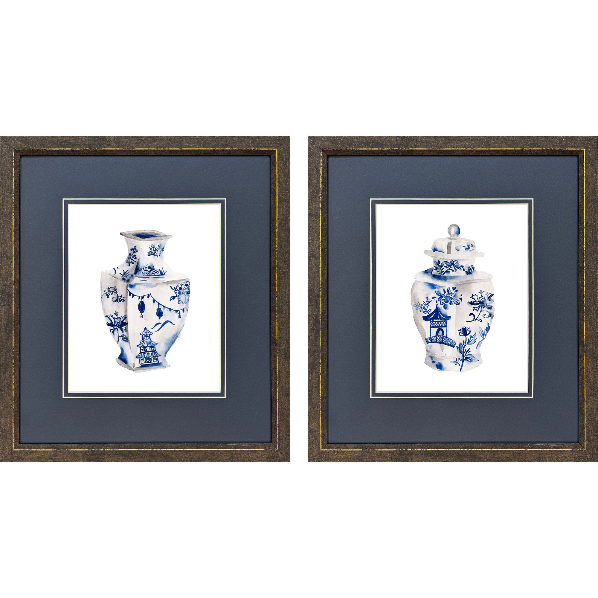 Indigo Vase II Blue and Multi and White Framed Art, Propac