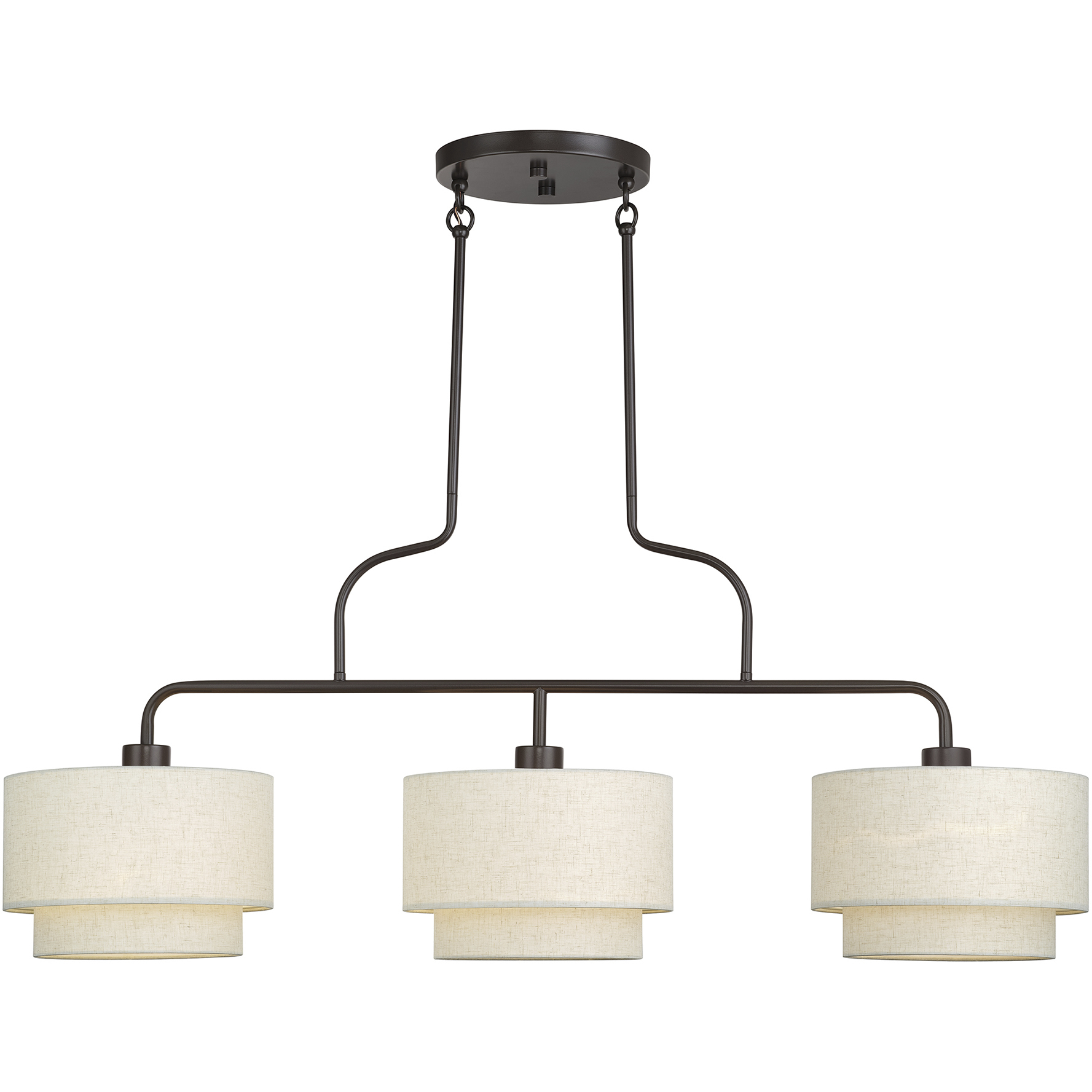 Manorwood 3 Light 48 inch English Bronze Linear Chandelier Ceiling Light, Extra Large
