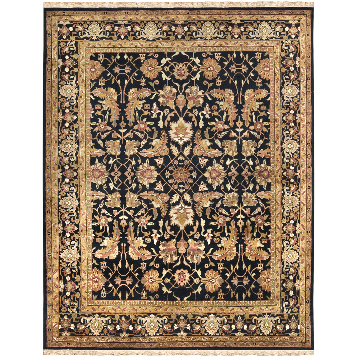Taj Mahal 117 X 93 inch Black and Yellow Area Rug, Wool