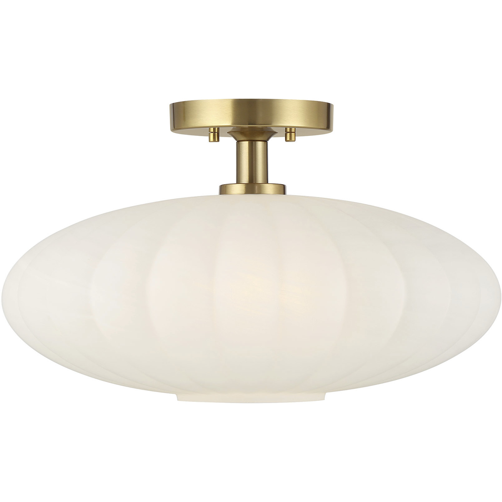 Traditional 1 Light 18 inch Natural Brass Semi-Flush Ceiling Light