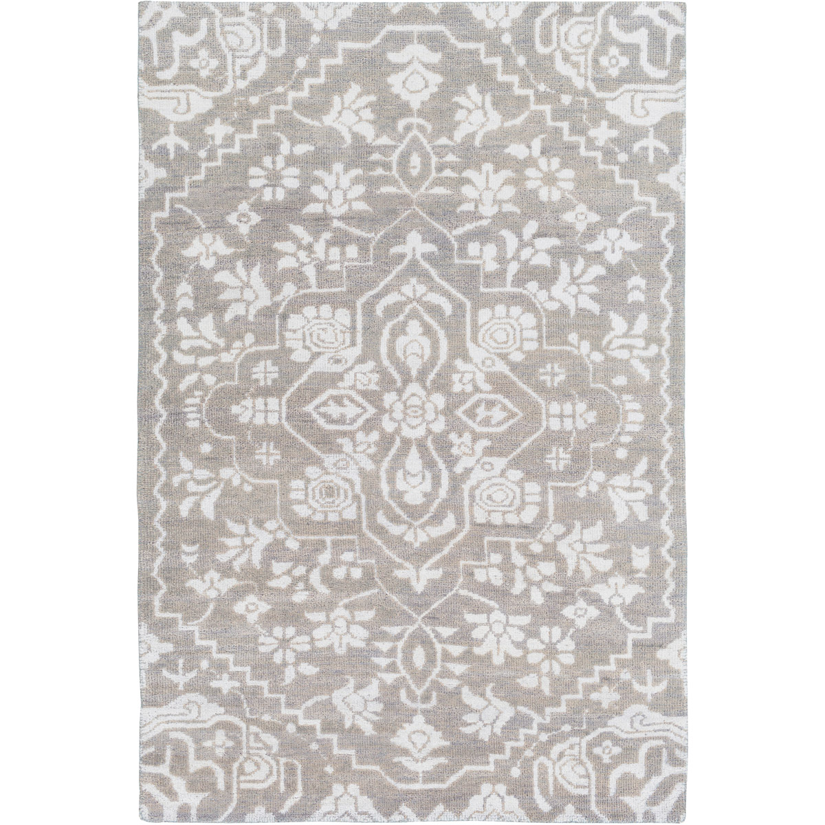 Kinnara 108 X 72 inch Light Gray/Silver Gray Rugs, Wool and Viscose