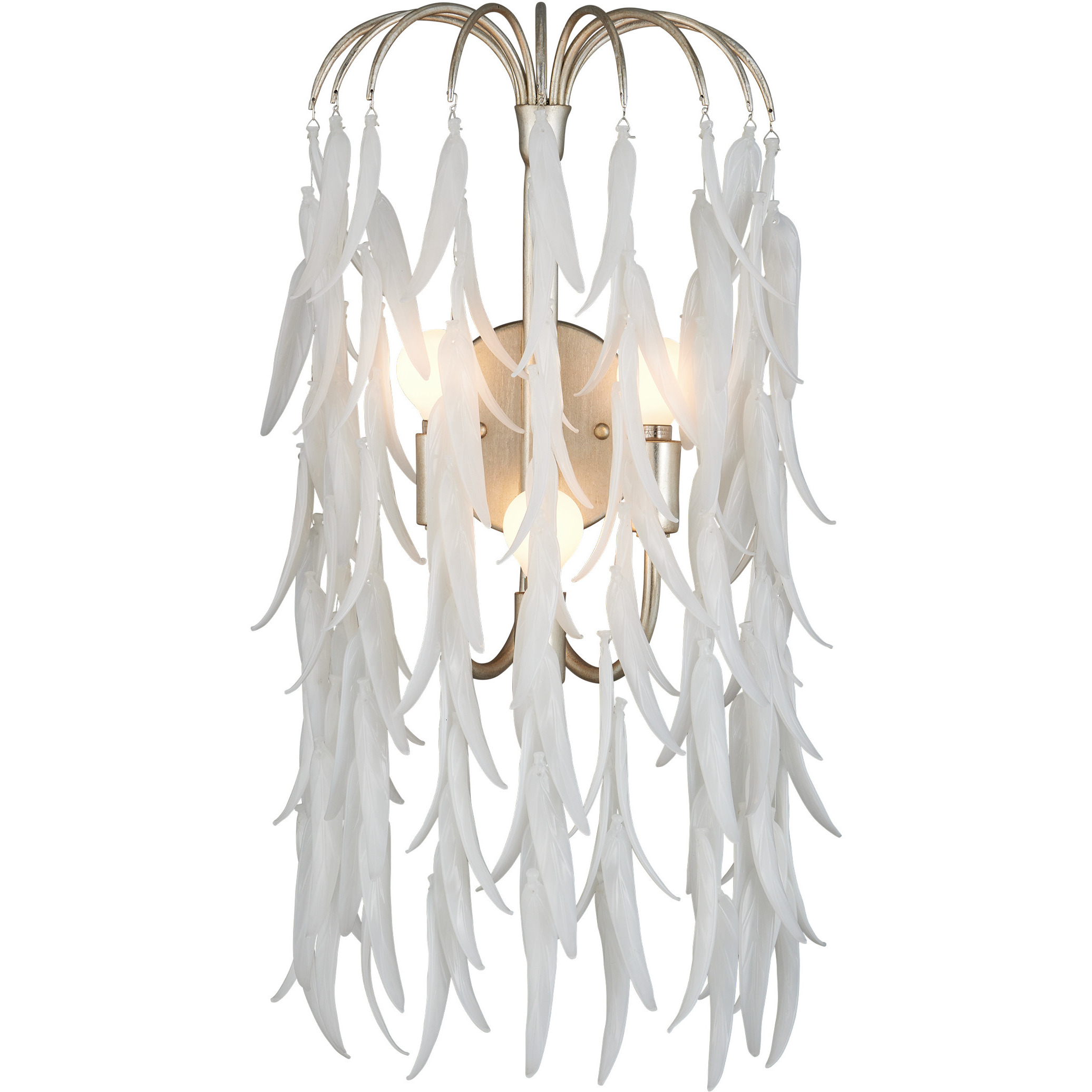 Glen Arbor 3 Light 11 inch Contemporary Silver Leaf and Contemporary Silver Wall Sconce Wall Light
