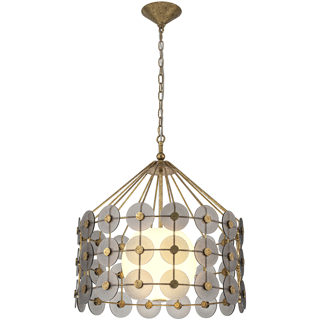 Meridian 3 Light 22.5 inch Distressed Gold Pendant Ceiling Light