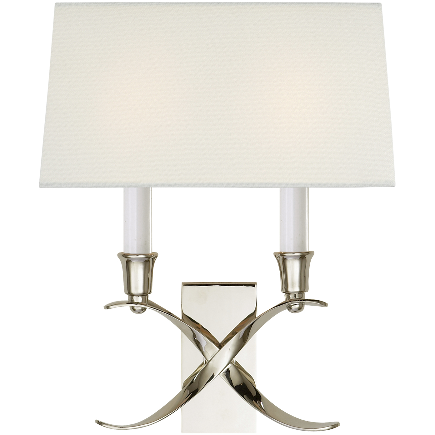 Chapman & Myers Cross Bouillotte 2 Light 11.5 inch Polished Nickel Sconce Wall Light in Linen, Small