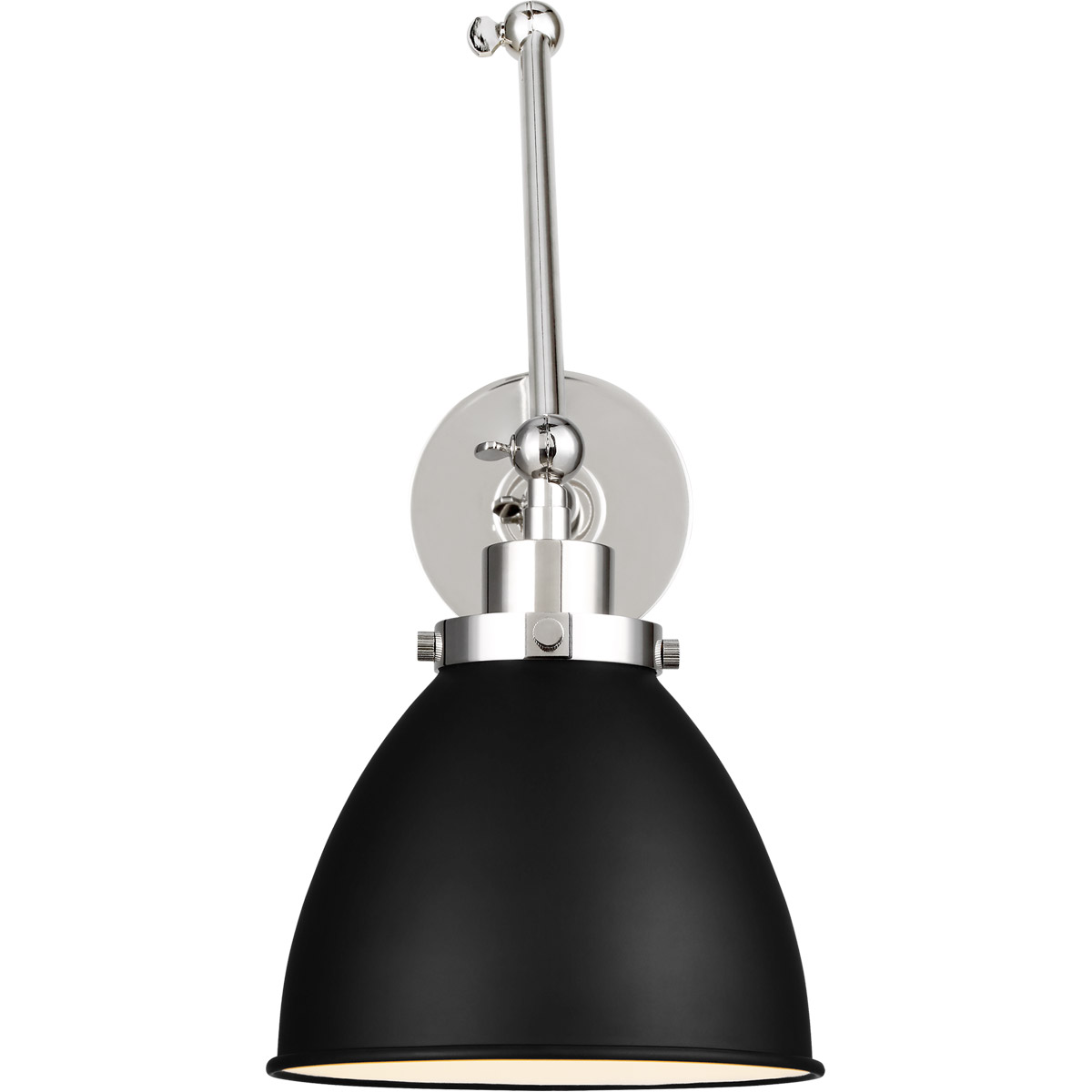 C&M by Chapman & Myers Wellfleet 26 inch 75 watt Midnight Black and Polished Nickel Task Sconce Wall Light in Midnight Black / Polished Nickel
