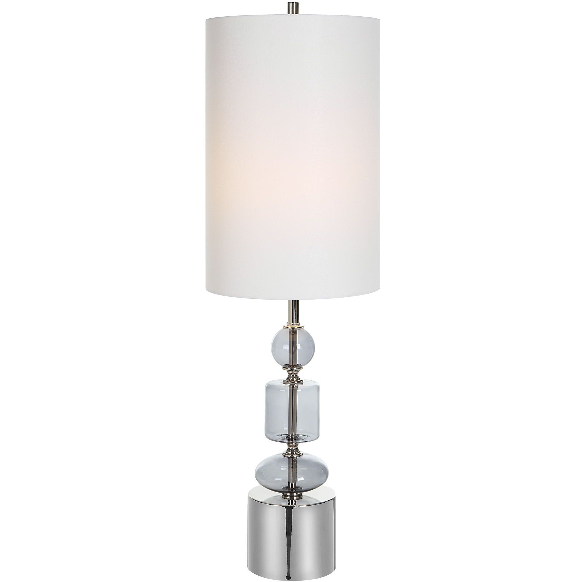 Stratus 36 inch 150.00 watt Gray Glass and Polished Nickel Buffet Lamp Portable Light