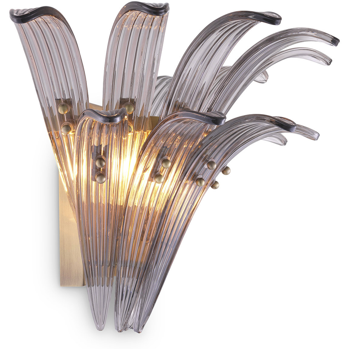 Italo 2 Light 19.29 inch Light Brushed Brass and Smoke Glass Wall Lamp Wall Light