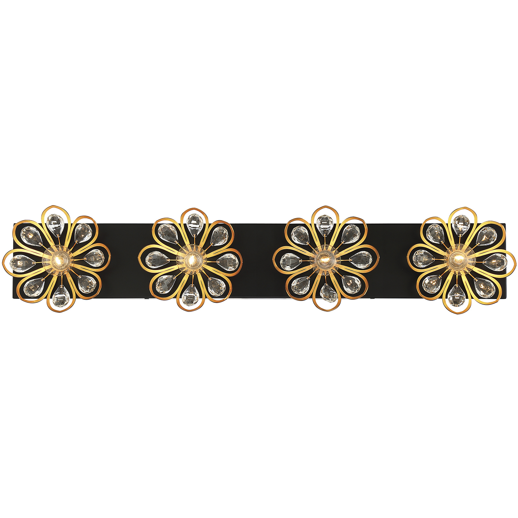 Poppy 4 Light 31 inch Matte Black with Warm Brass Accents Vanity Light Wall Light