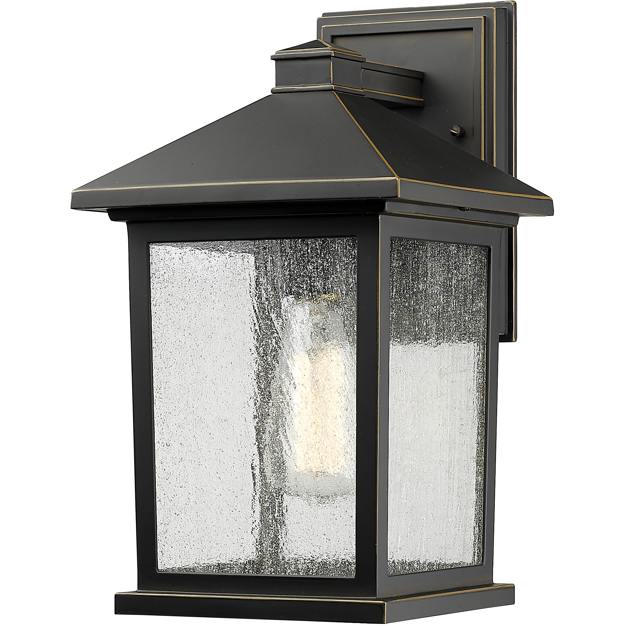 Portland 1 Light 14 inch Oil Rubbed Bronze Outdoor Wall Light in Clear Seedy Glass, 4.24