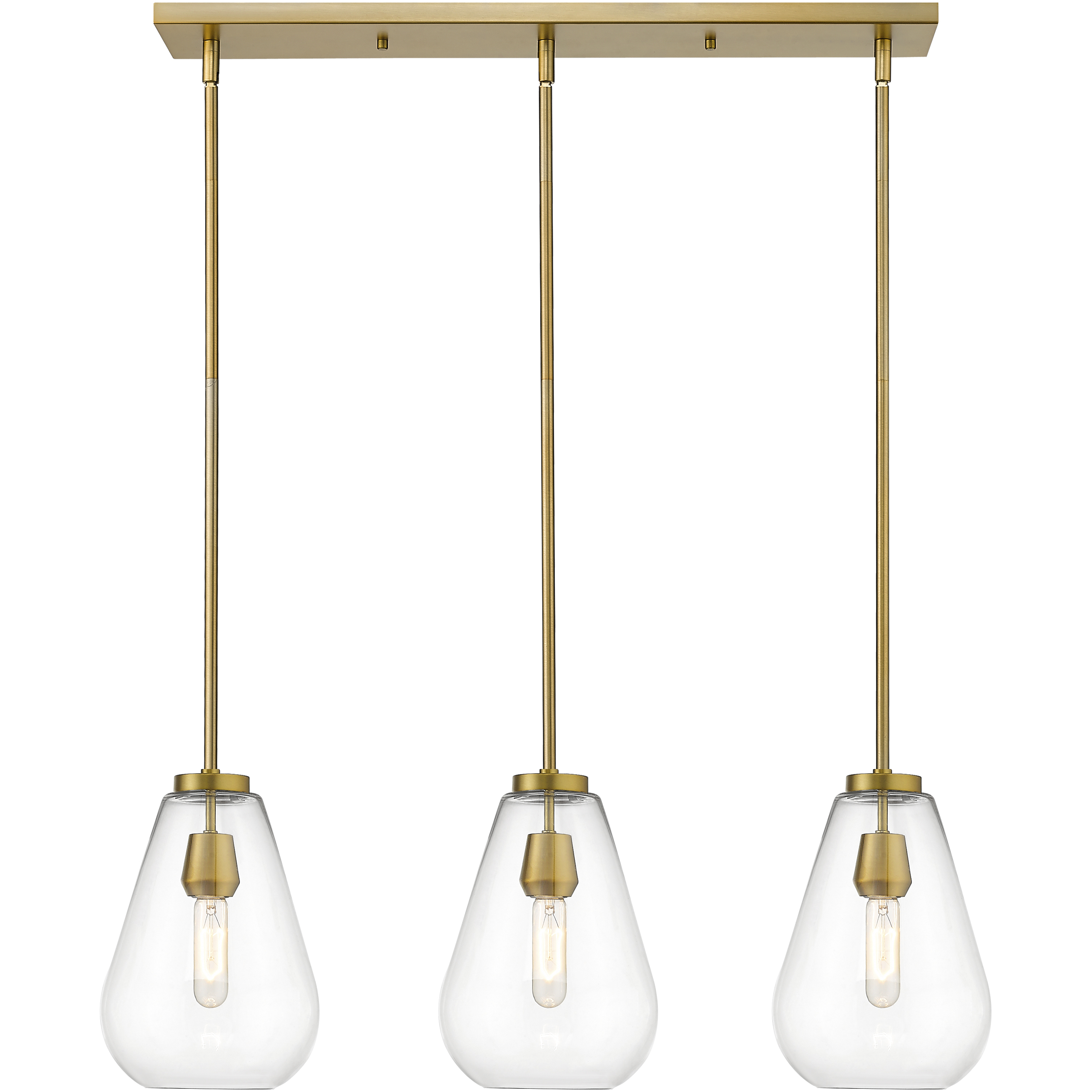 Ayra 3 Light 36 inch Olde Brass Linear Chandelier Ceiling Light
