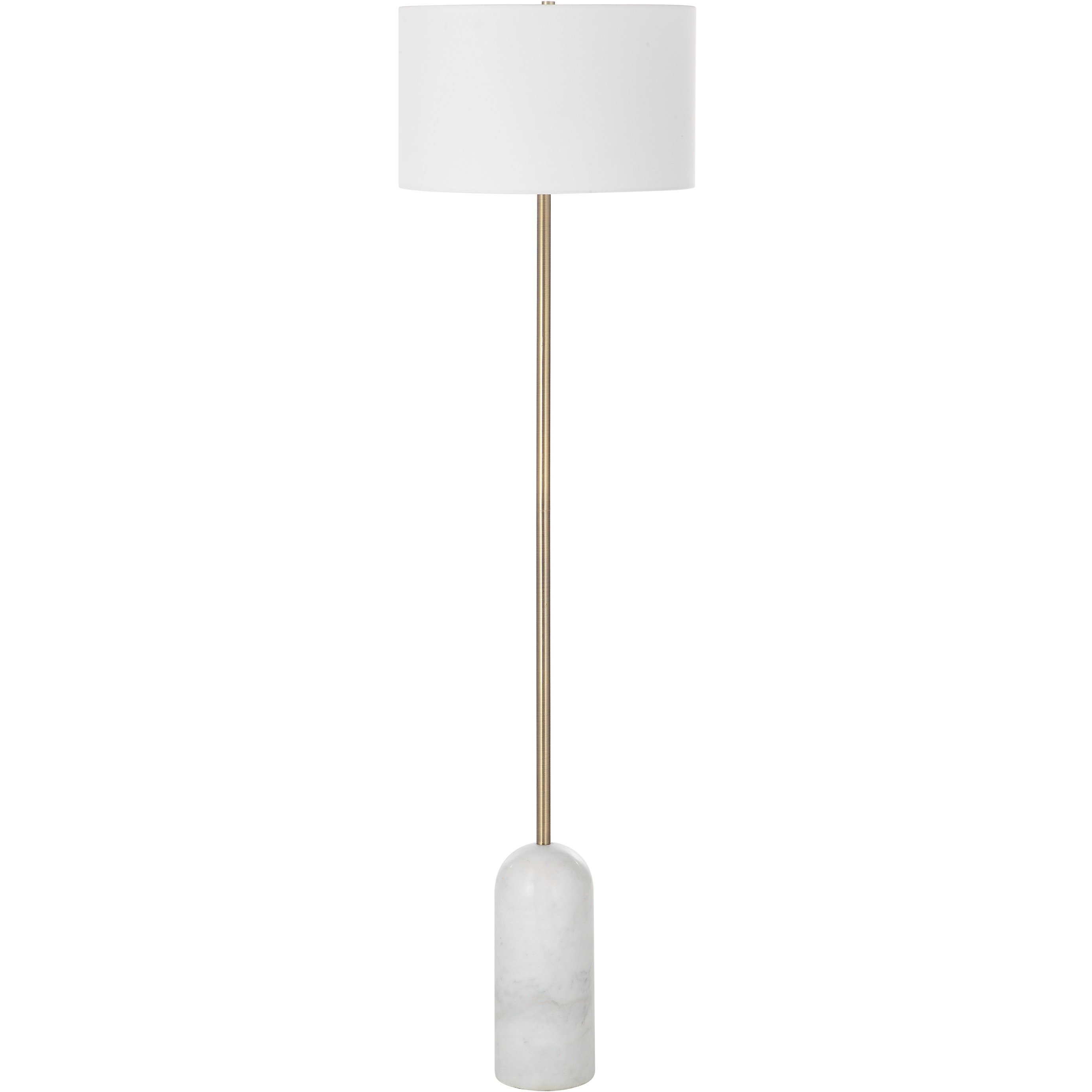 Lozica 62.5 inch 100 watt Antique Brushed Brass and Honed White Floor Lamp Portable Light