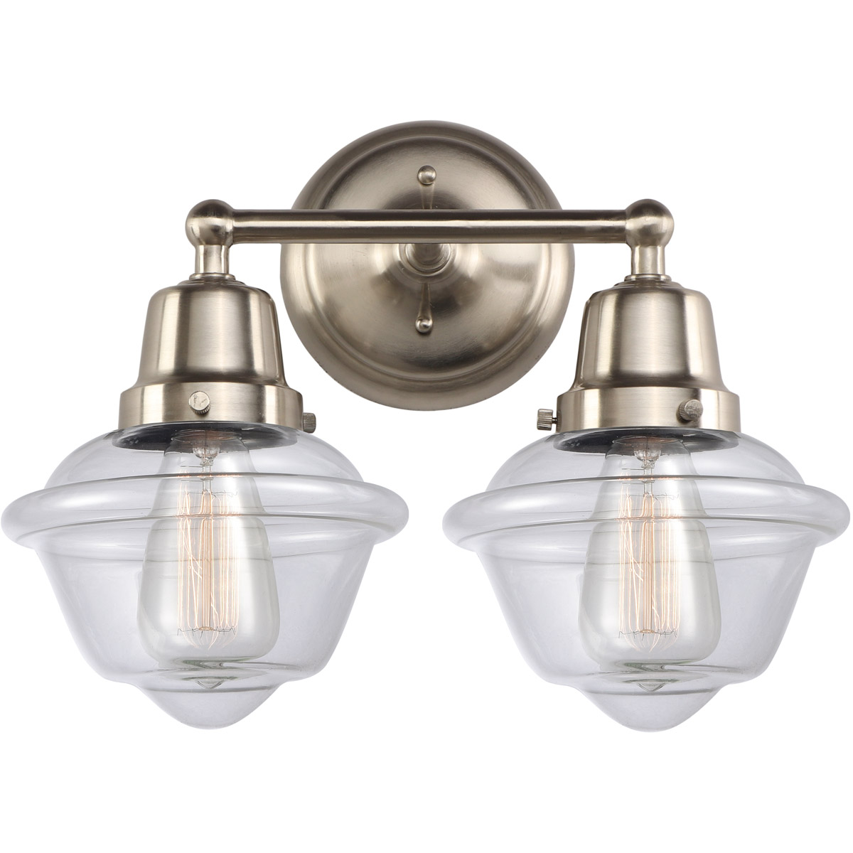 Aditi Small Oxford 2 Light 15.5 inch Brushed Satin Nickel Bath Vanity Light Wall Light, Aditi
