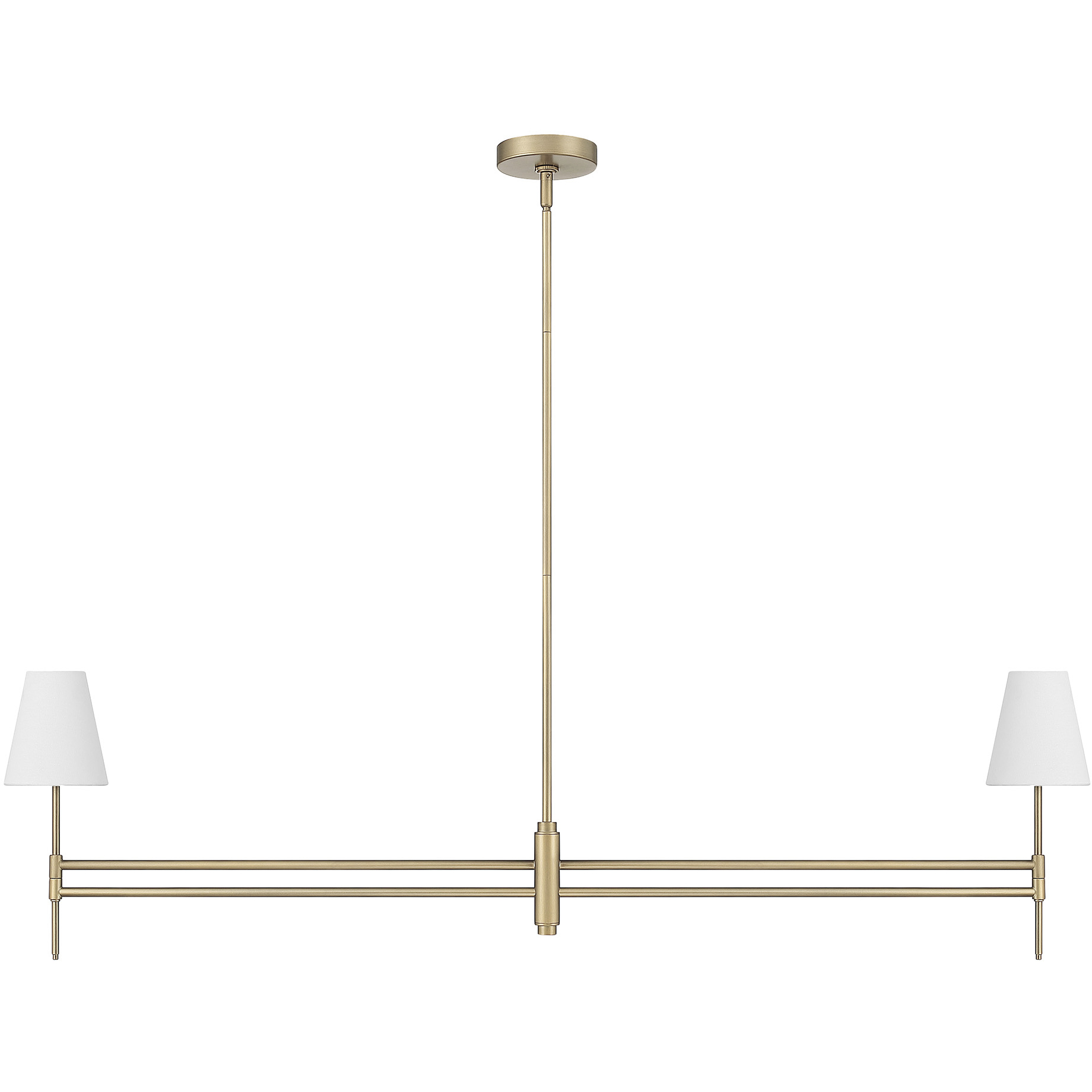 Camelia Stem 2 Light 53 inch Luxe Gold Linear Chandelier Ceiling Light, Large