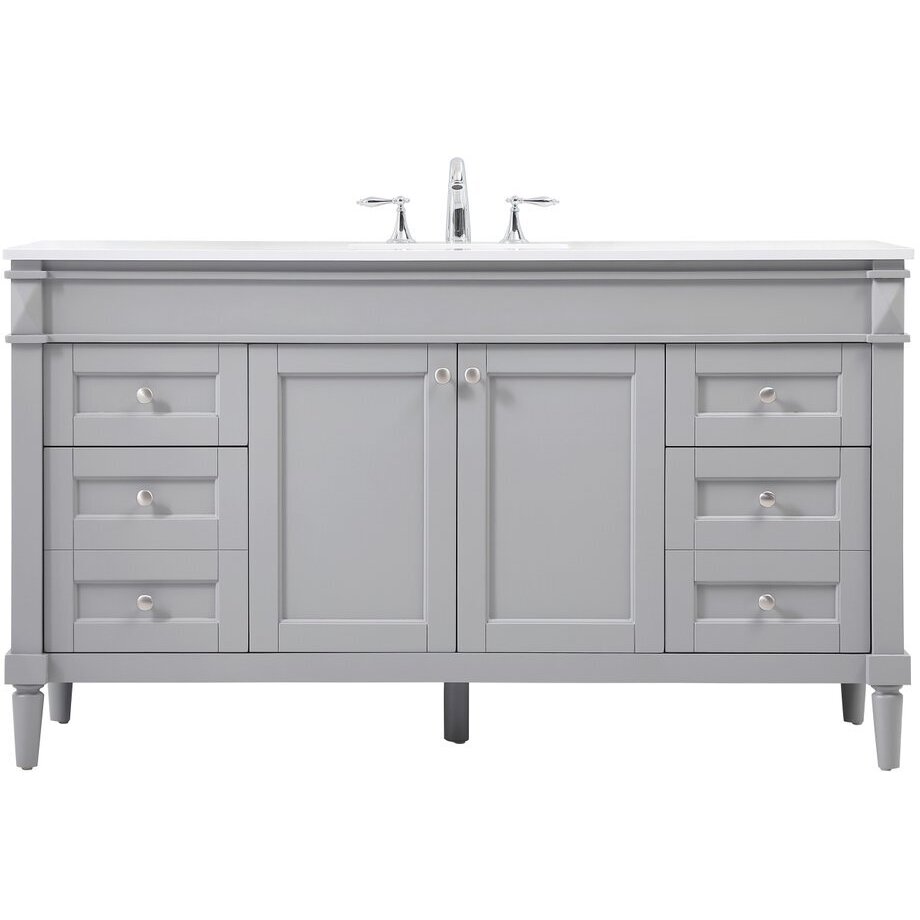 Bennett 60 X 21 X 35 inch Grey Vanity Sink Set