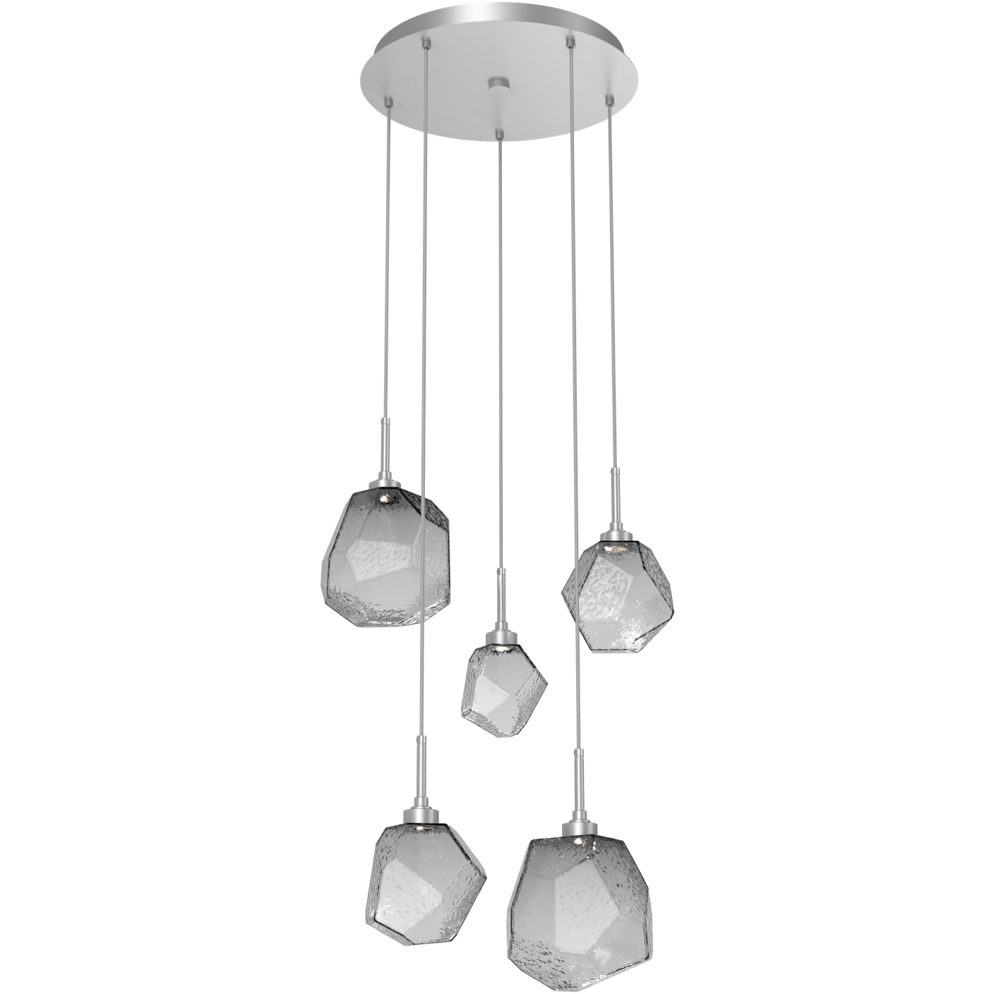Gem LED 22 inch Classic Silver Chandelier Ceiling Light in Smoke, 2700K LED, Round Multi-Port