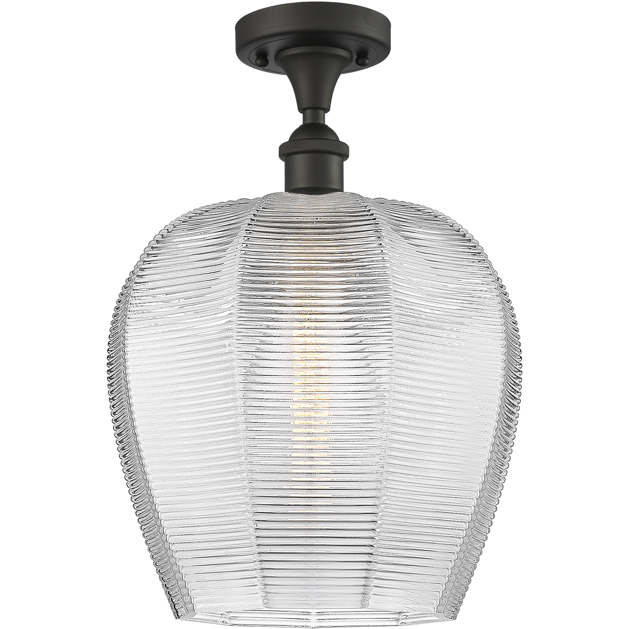 Edison Norfolk 1 Light 11.75 inch Oil Rubbed Bronze Semi-Flush Mount Ceiling Light in Clear Glass