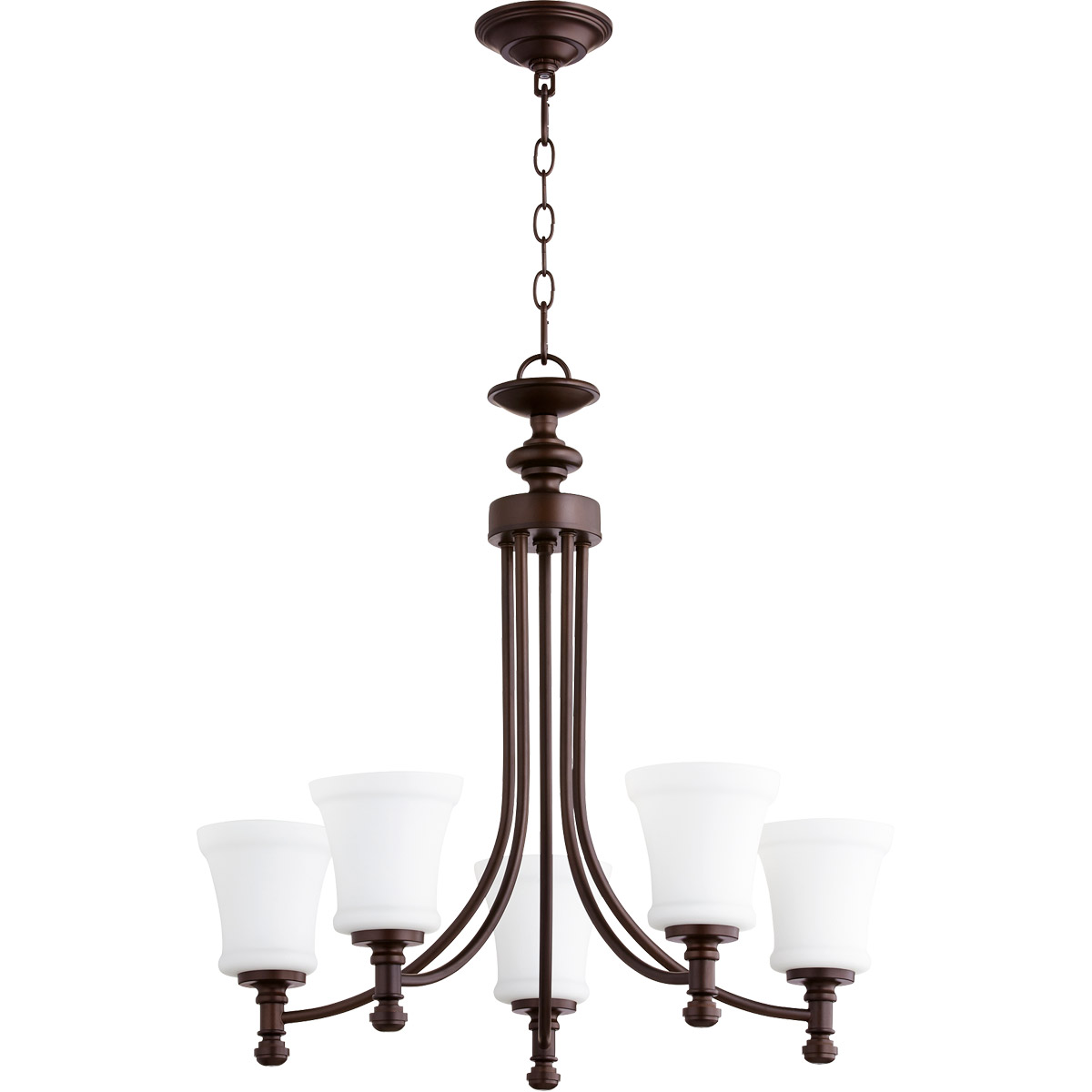 Rossington 5 Light 25 inch Oiled Bronze Chandelier Ceiling Light in Satin Opal
