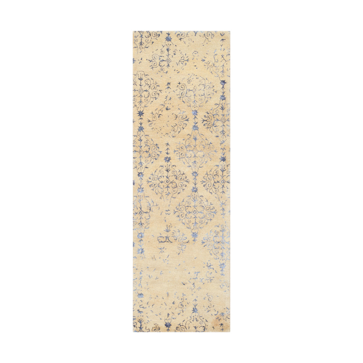 Banshee 96 X 30 inch Blue and Neutral Runner, Wool and Viscose